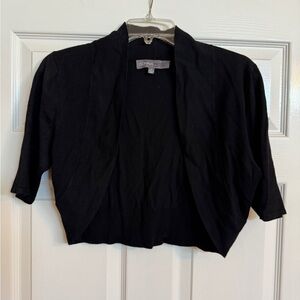 Donna Ricco Black Cropped Open-Front Shrug Cardigan Cropped Size Medium